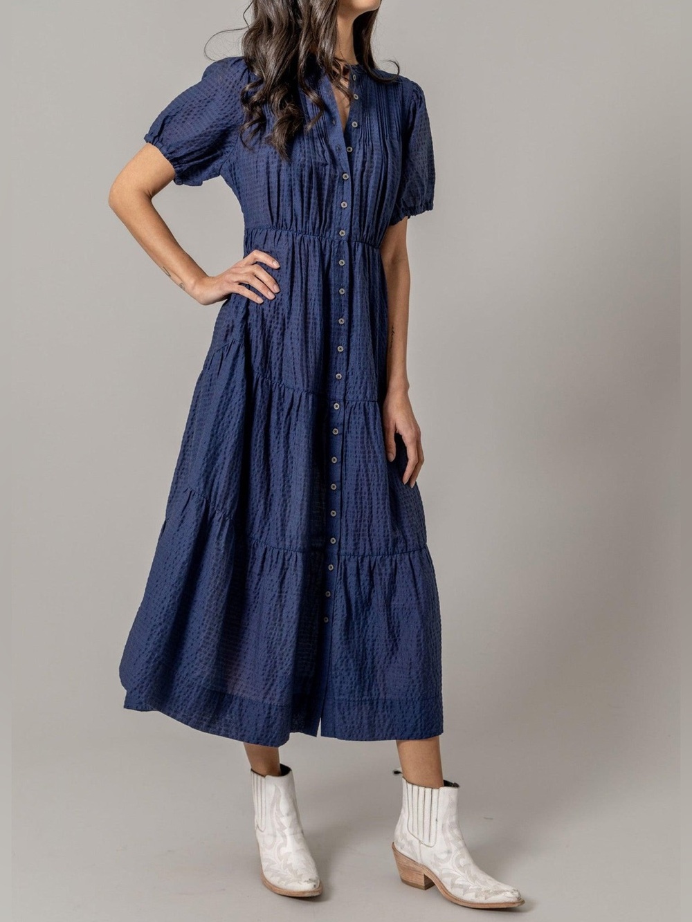 Kimes Ranch Jocelyn Blue Tiered Maxi Dress Sz XXL